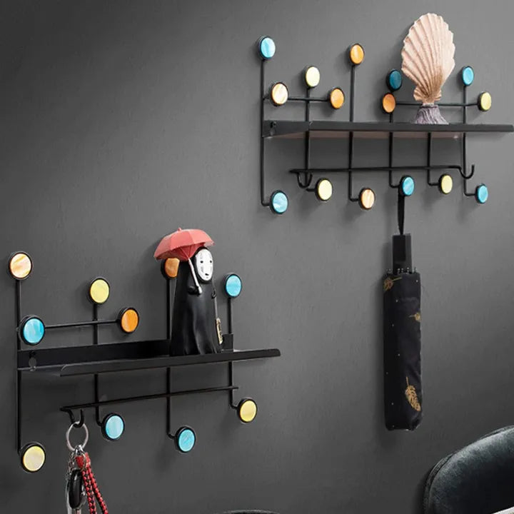 Nordic Style Clothes Rack, 6 Dots Iron Cast Wall Hooks Hanger, Antique Finish Metal Clothes Hanging Rack Nordic Style Clothes Rack, 6 Dots Iron Cast Wall Hooks Hanger, Antique Finish Metal Clothes Hanging Rack